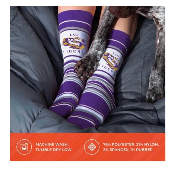 LSU Tigers Socks Striped Dress Socks, One Size Fits Most Footwear - Picture 6 of 7